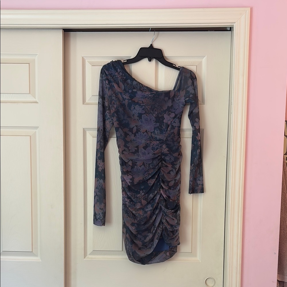 Free People Floral Print Blue and Purple Dress